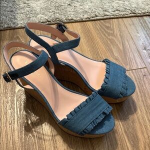 Kate Spade Denim Blue Wedge Sandals - 9